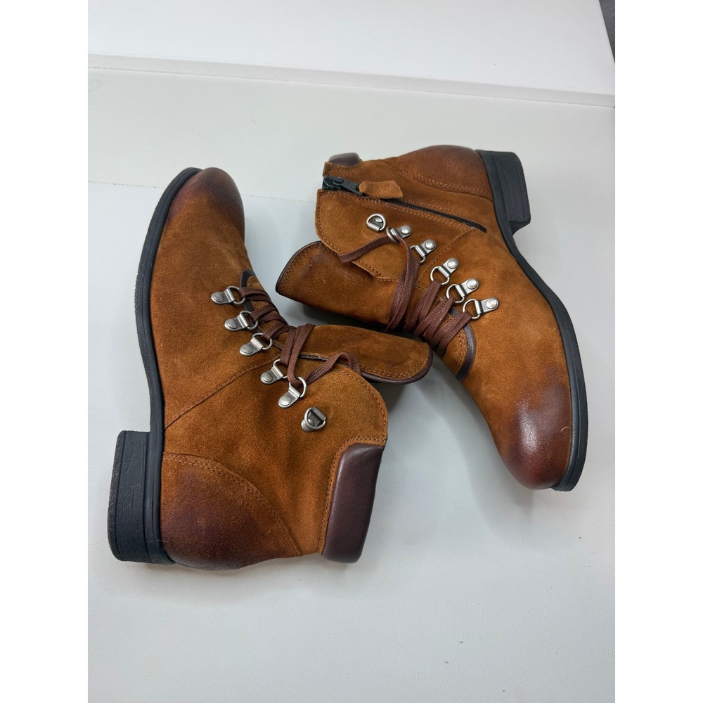 Miz Mooz Steffy Wide Hazelnut Suede Ankle Boots EU 40 Side Zip NEW - Picture 5 of 10